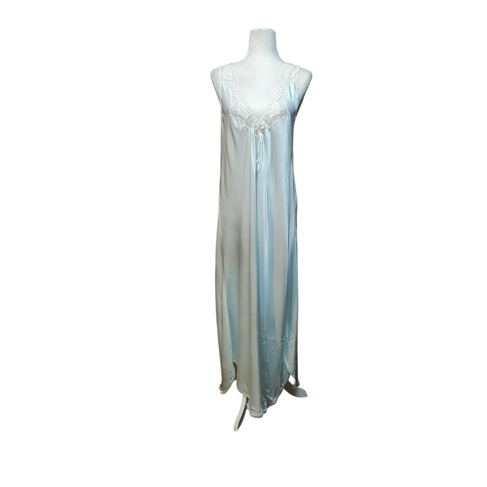 Christian Dior Lingerie Vintage Blue Nightgown Maxi Dress Ethereal Coquette M